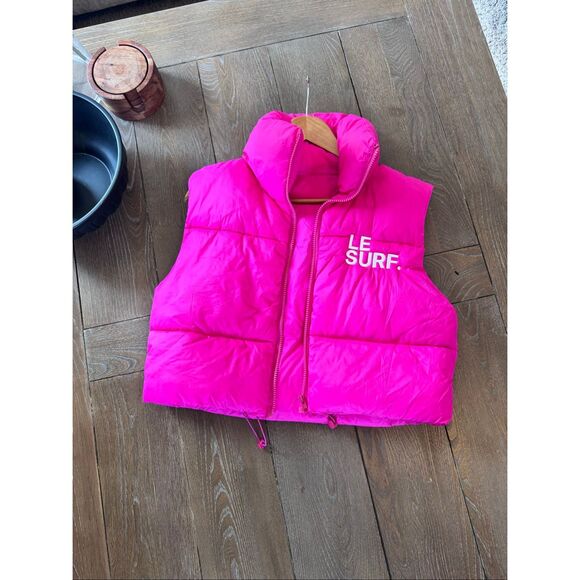 Le Surf Pink Puffer Vest Size Small - Picture 6 of 8